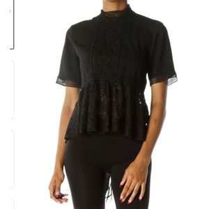 Zara Woman Black Lace Peplum Top